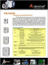 Технические характеристики частотные преобразователи PR7000 Prostar